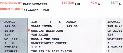 Van Halen Ticket